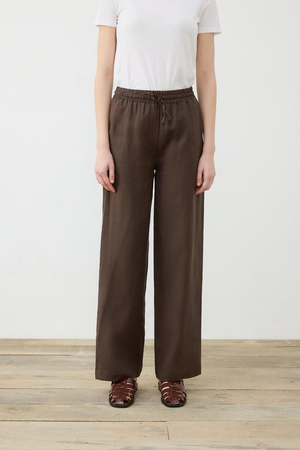 Terzi Dükkanı Minimalist Keten Pantolon - Bel Bağcıklı Geniş Paça
