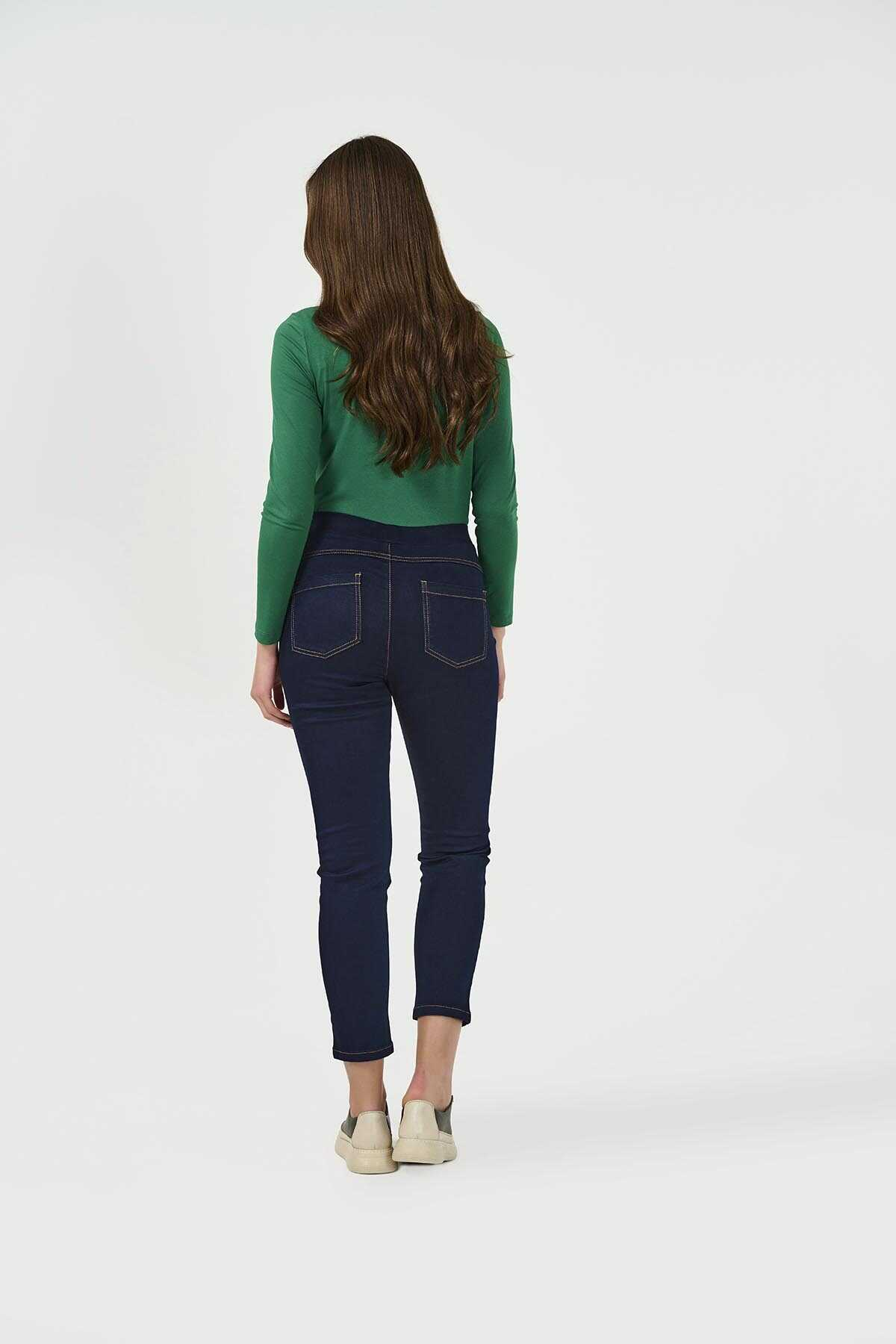 Tolga Saraçoğlu Minimalist Midi Jean Pantolon - Yüksek Bel Esnek Translation missing: ar.content.product_image_main
