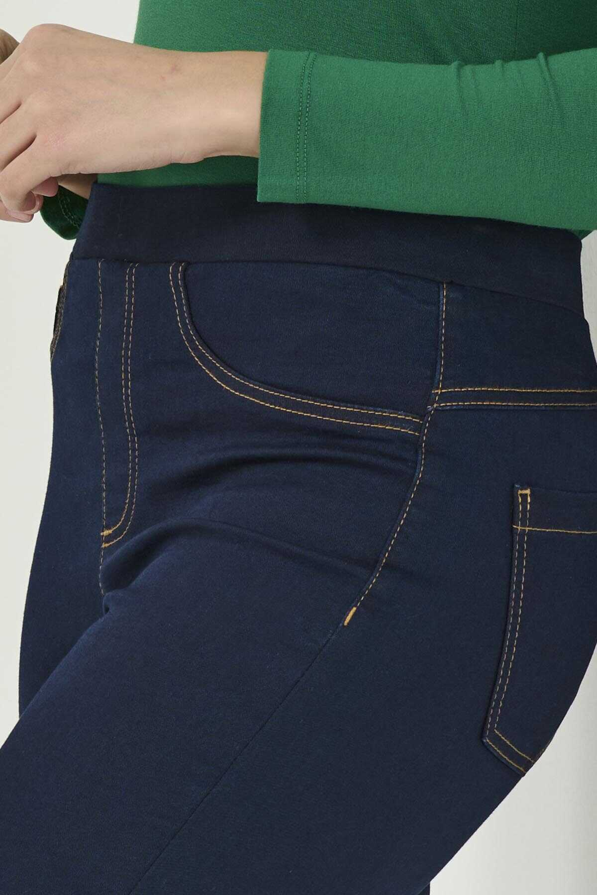 Tolga Saraçoğlu Minimalist Midi Jean Pantolon - Yüksek Bel Esnek Translation missing: ar.content.product_image_secondary