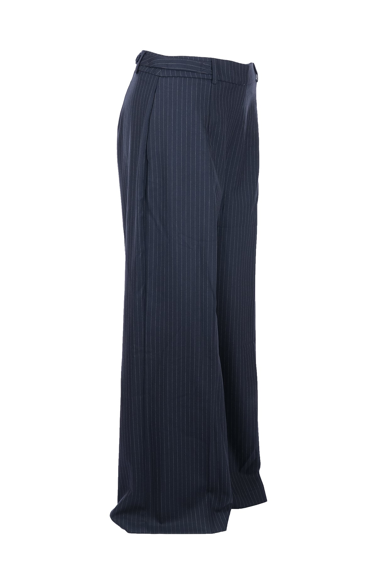 Unique Mode Minimalist Oversize Çizgili Kadın Pantolon - Yüksek Bel Geniş Paça
