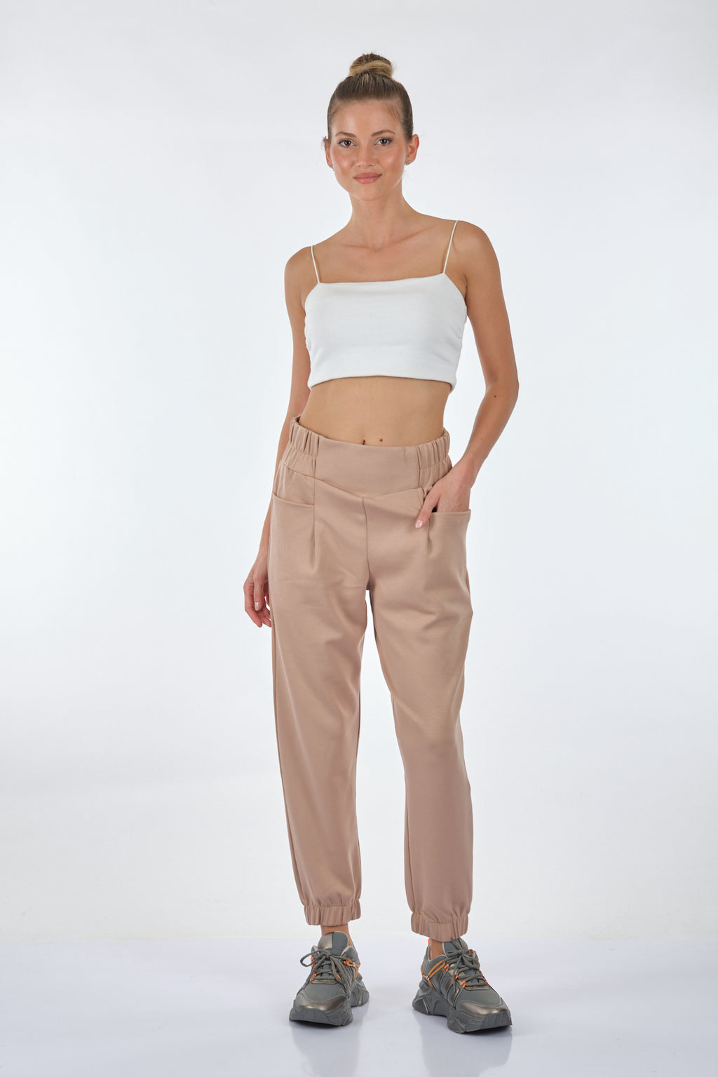 Vedi Oversize Kadın Pantolon: Minimalist Stil, Yüksek Bel, Midi Boy