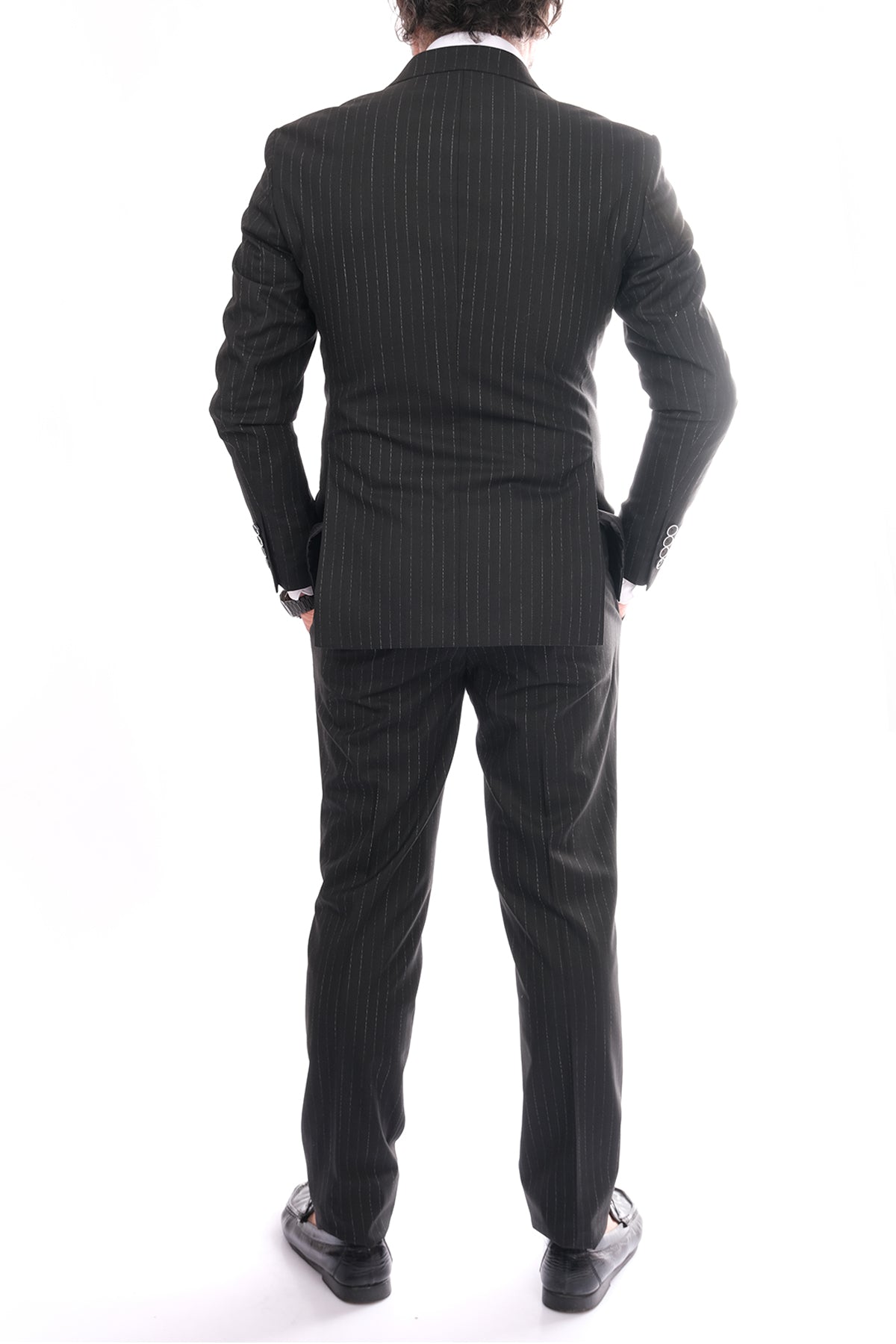 Papyon Minimalist Çizgili Regular Fit Duble Sıkı Yaka Erkek Takım Elbise
