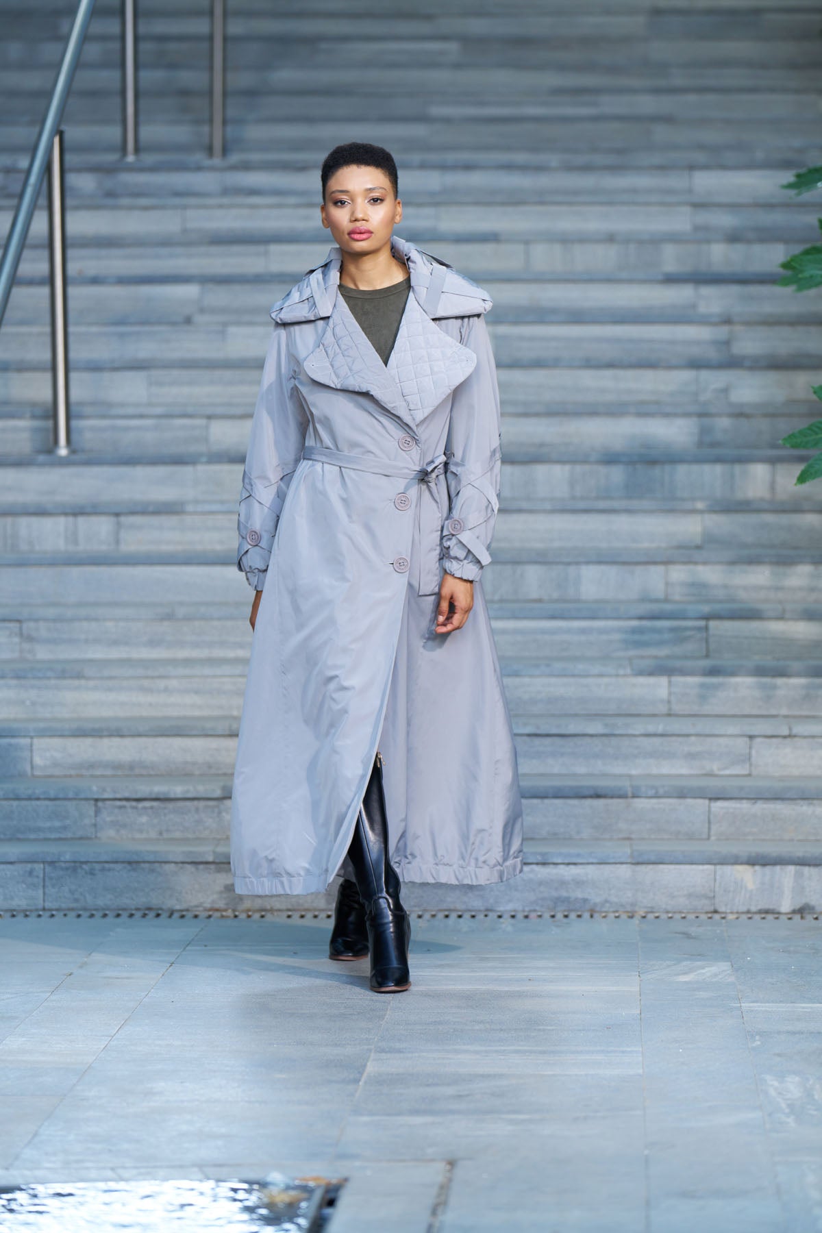 Misswhence Oversize Midi Trençkot - Kapüşonlu, Kemerli, Günlük İkincil görsel