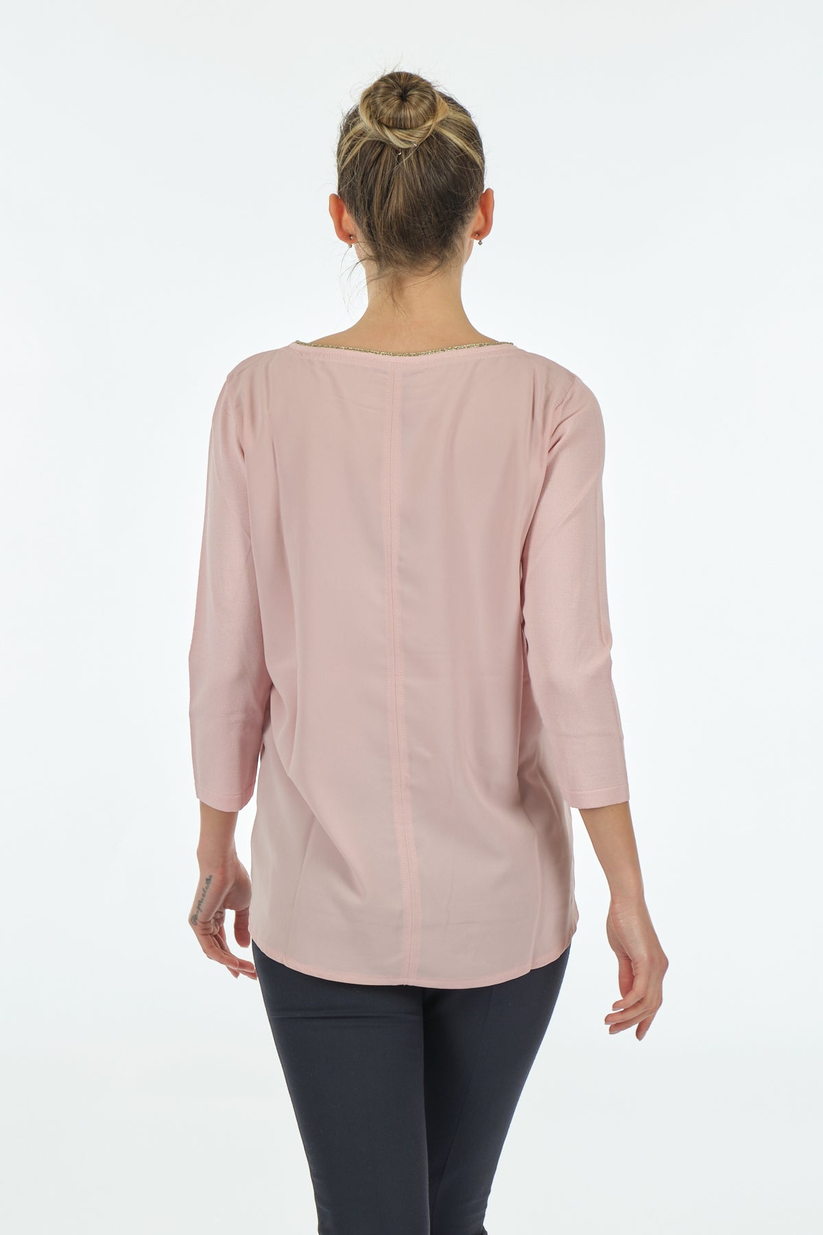 Twomail Minimalist Oversize 3/4 Kol Kadın Bluz - Cep Detaylı