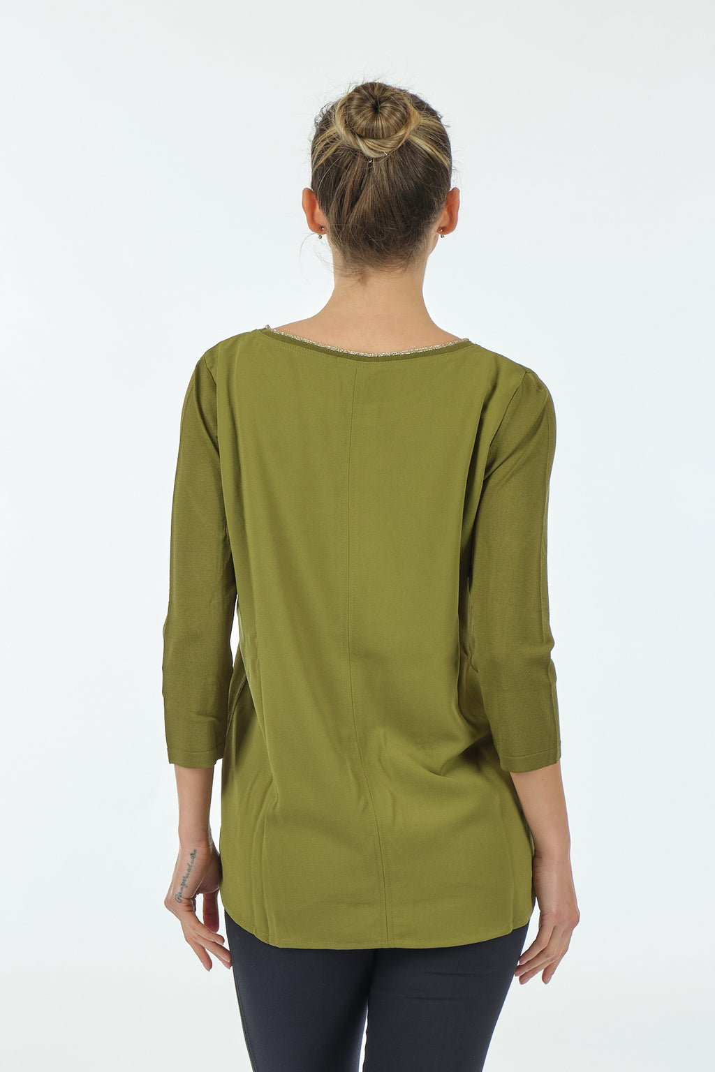 Twomail Minimalist Oversize 3/4 Kol Kadın Bluz - Cep Detaylı