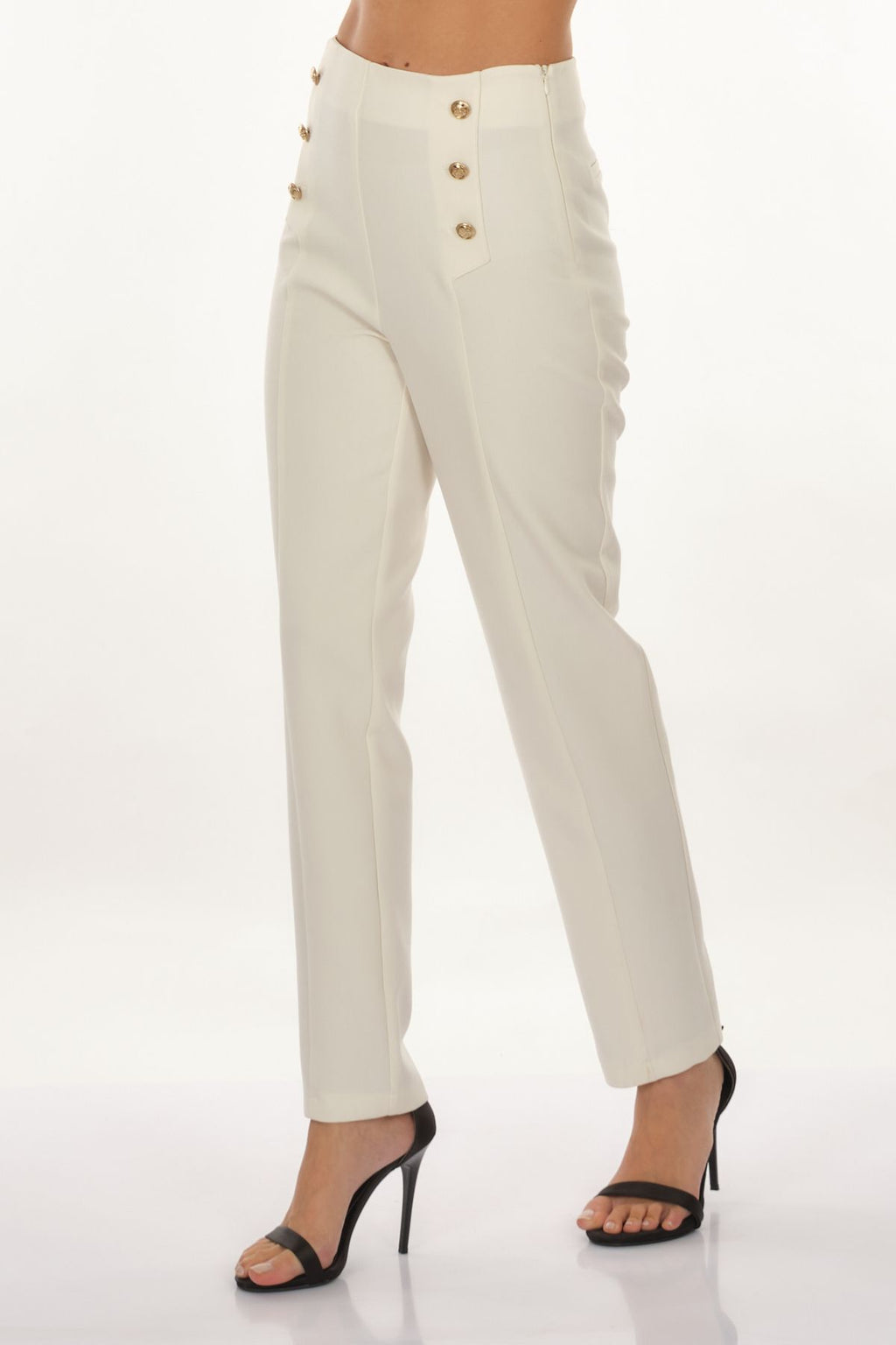 Perspective Minimalist Yüksek Bel Düğmeli Kadın Pantolon - Regular Fit