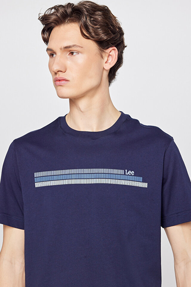 Regular Fit Normal Kesim Bisiklet Yaka Logo Detaylı Tişört T-Shirt Lee İkincil görsel