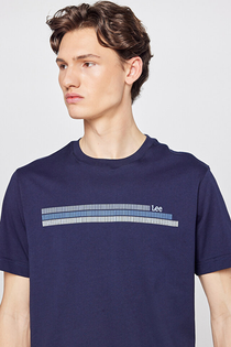 Regular Fit Normal Kesim Bisiklet Yaka Logo Detaylı Tişört T-Shirt Lee