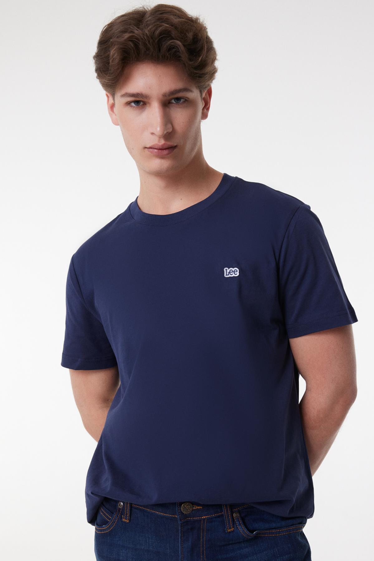 Regular Fit Normal Kesim Bisiklet Yaka Pamuklu Lacivert T-Shirt Lee Ana görsel
