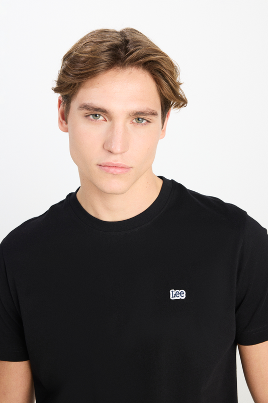 تيشيرت قطني بقصة عادية، وقصة عادية، وياقة دائرية