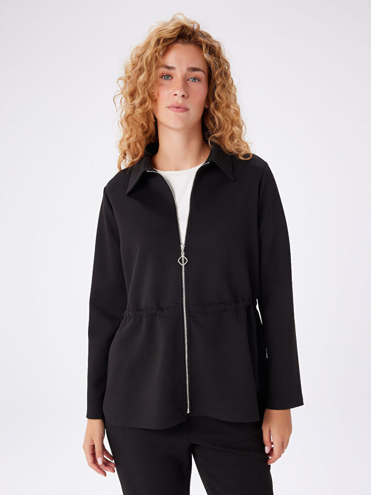 Relax Beli Tünelli Fermuarlı Örme Overshirt Tunik