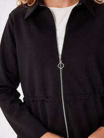Relax Beli Tünelli Fermuarlı Örme Overshirt Tunik