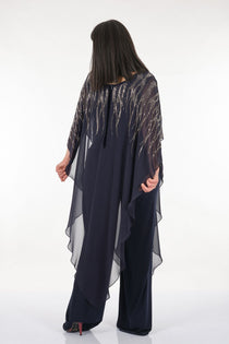Rozeşah Asimetrik Yaka Oversize Midi Abiye Elbise - Şifon