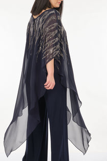 Rozeşah Asimetrik Yaka Oversize Midi Abiye Elbise - Şifon
