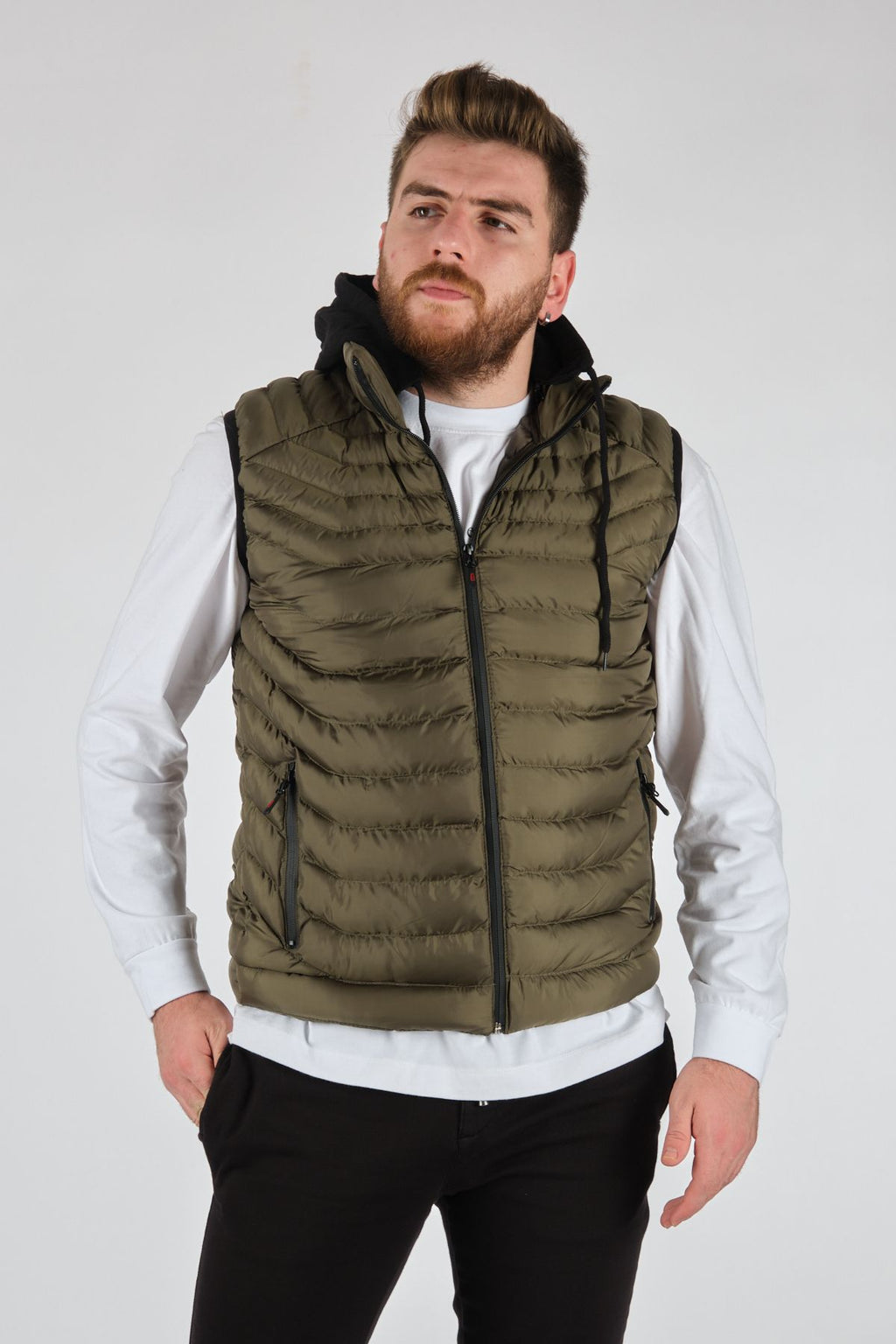 Rugu Erkek Kapüşonlu Oversize Şişme Yelek - Minimalist Tasarım