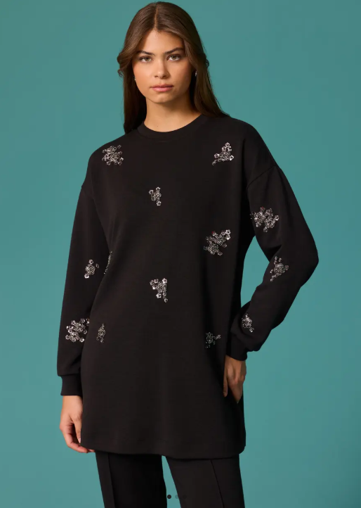 Scl Boncuk İşlemeli Bisiklet Yaka Sweatshirt Ana görsel