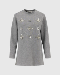 Scl Kadın Yuvarlak Yaka Taşlı  Sweatshirt 10002422311004