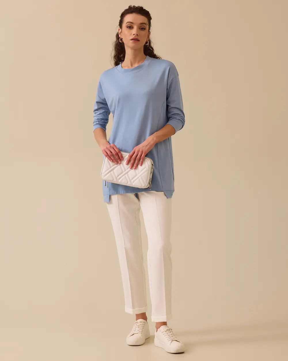 SCL Oversize Midi Günlük Kadın Tunik - 3/4 Kol - Minimalist Translation missing: ar.content.product_image_main