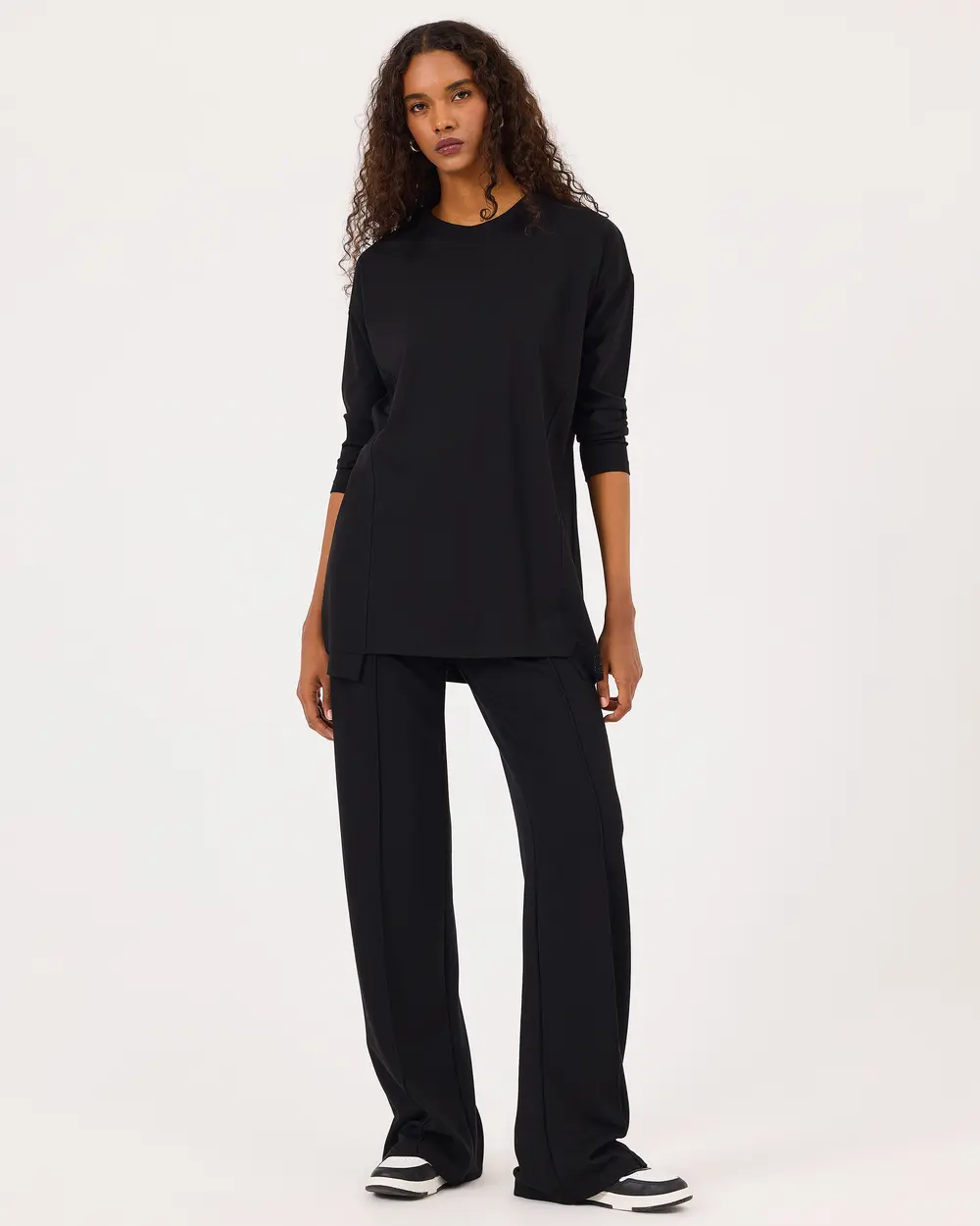SCL Oversize Midi Günlük Kadın Tunik - 3/4 Kol - Minimalist
