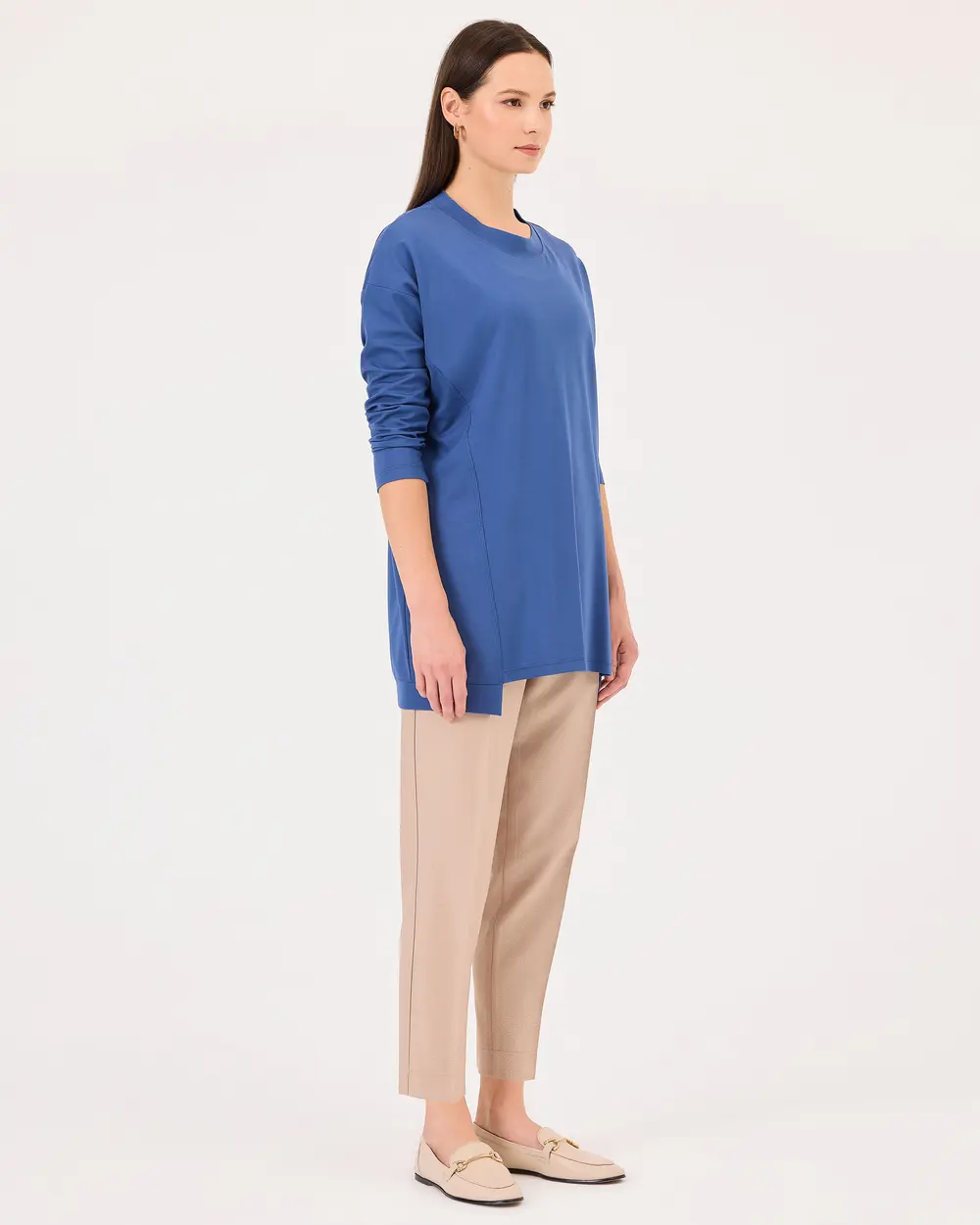 SCL Oversize Midi Günlük Kadın Tunik - 3/4 Kol - Minimalist