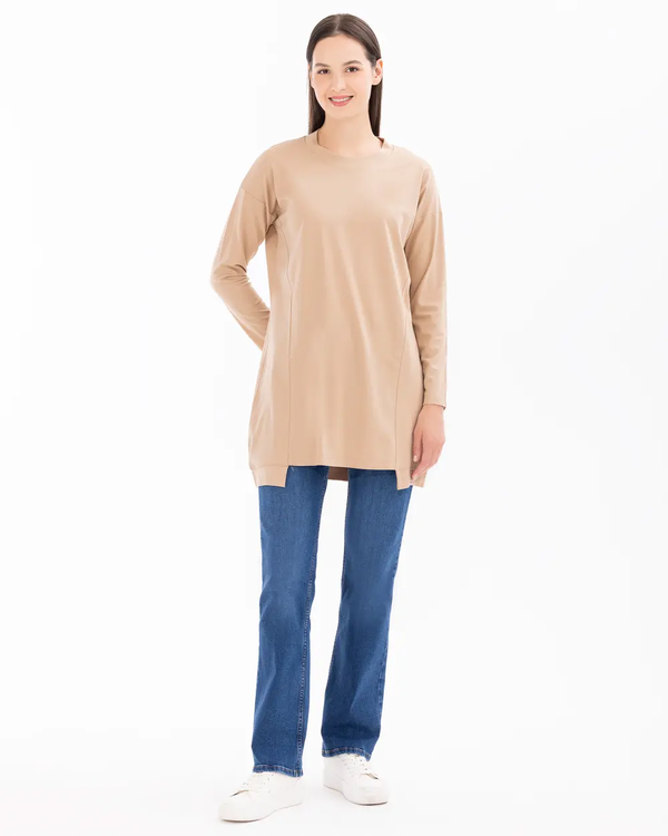 SCL Oversize Midi Günlük Kadın Tunik - 3/4 Kol - Minimalist