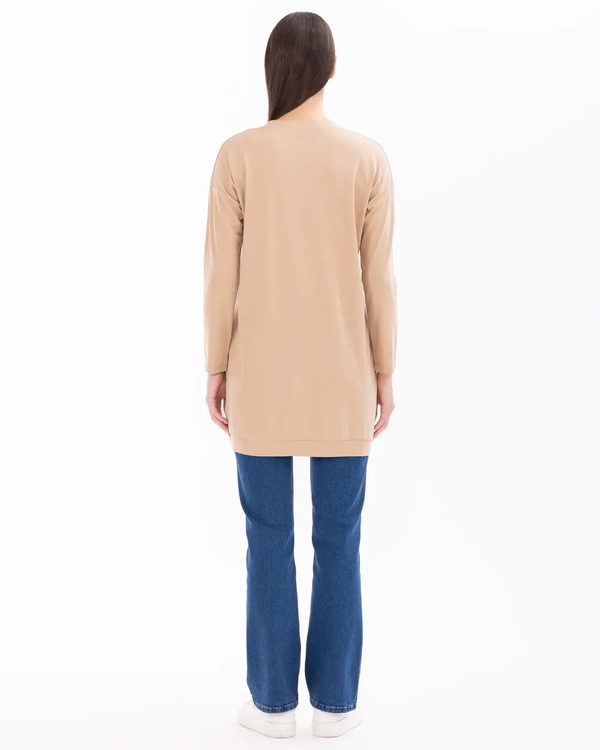 SCL Oversize Midi Günlük Kadın Tunik - 3/4 Kol - Minimalist