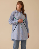 Scl Kadın Renkli Şerit Detaylı Çizgili Tunik 10002511211021