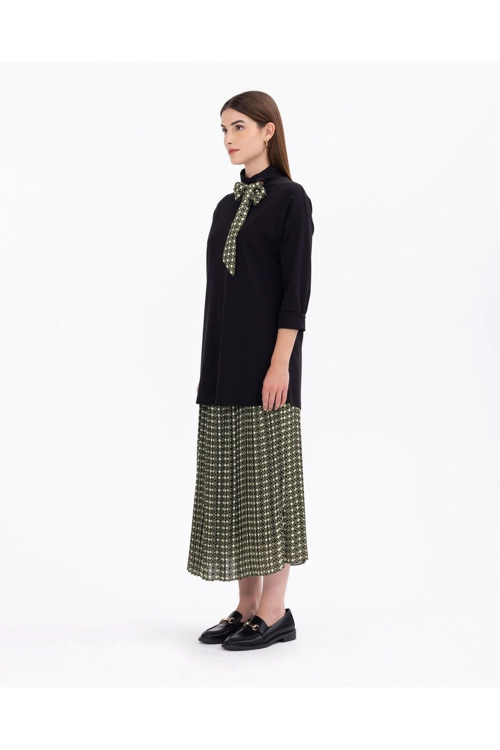 Scl Minimalist Oversize Bağlı Yaka Midi Triko - Günlük Şıklık