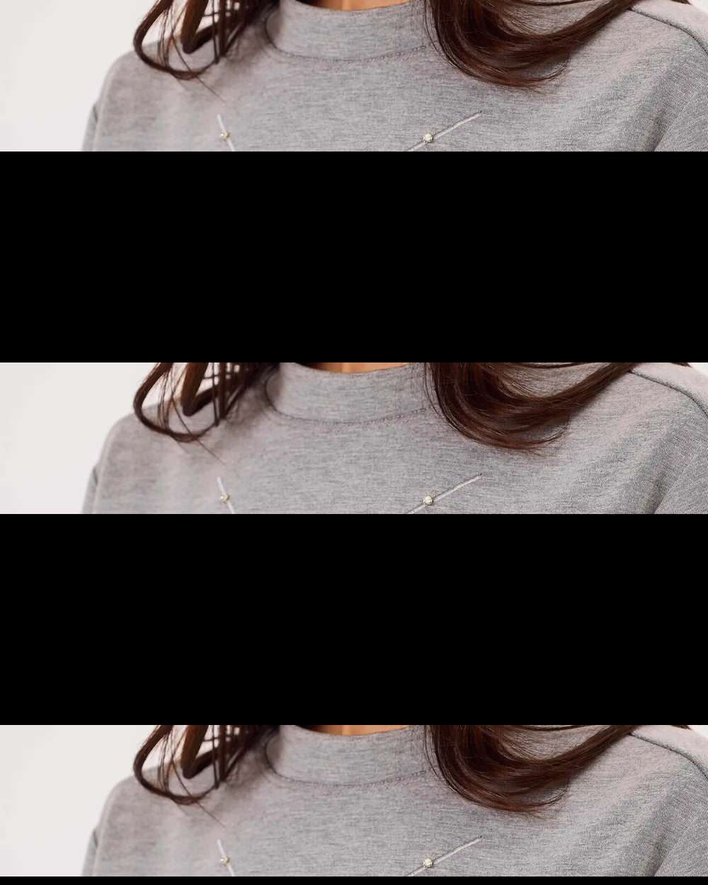 Scl Kadın Yuvarlak Yaka Taşlı  Sweatshirt 10002422311004