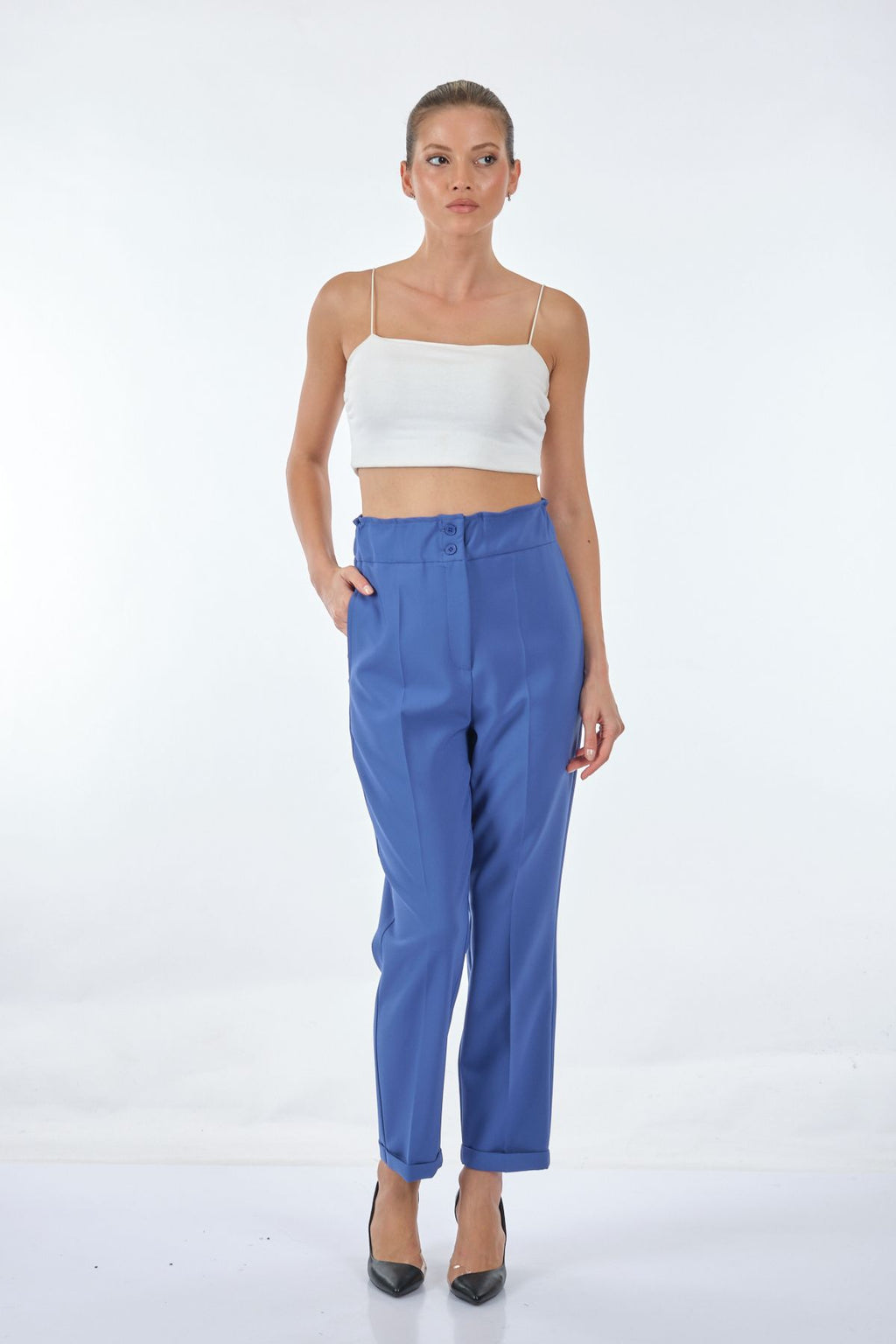 Seçil Yüksek Bel Midi Pantolon - Oversize, Minimalist, Günlük & İş