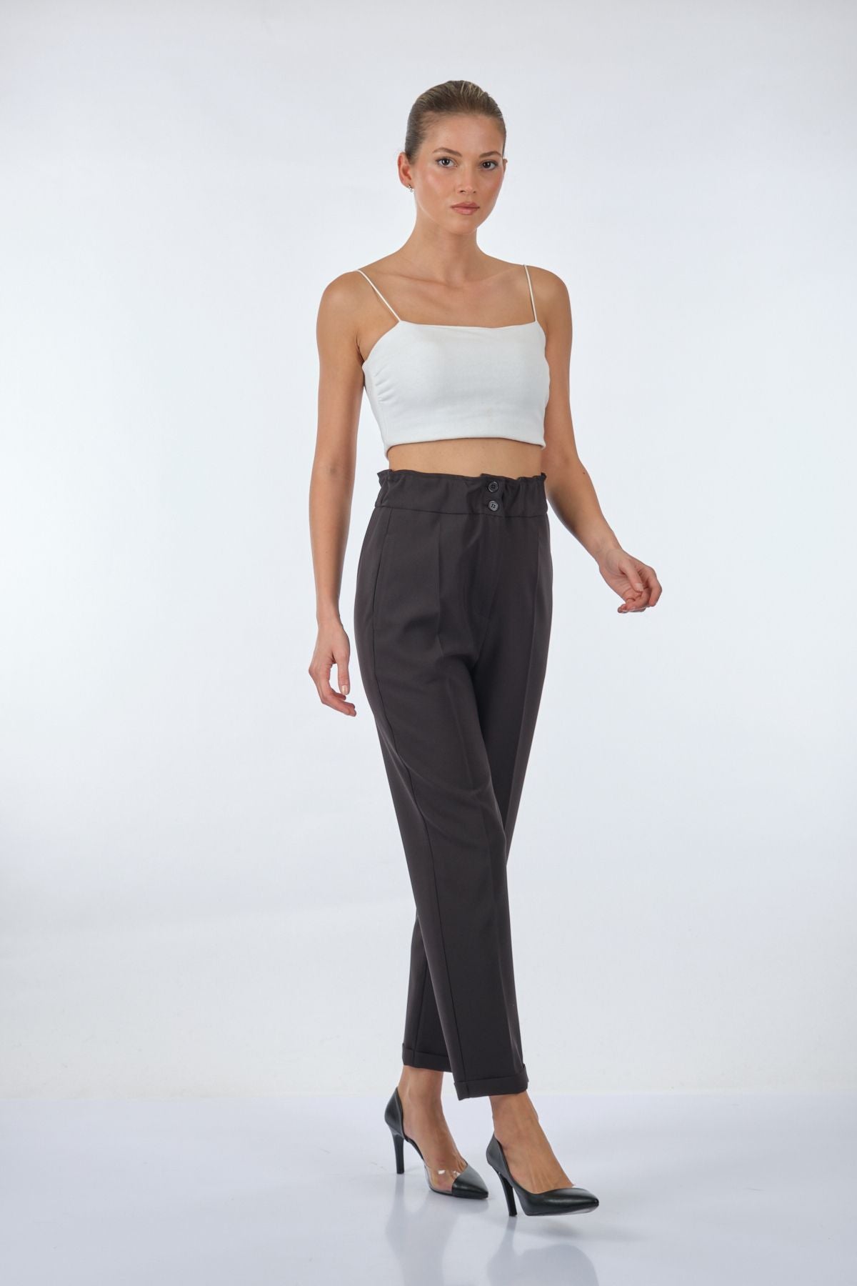 Seçil Yüksek Bel Midi Pantolon - Oversize, Minimalist, Günlük & İş