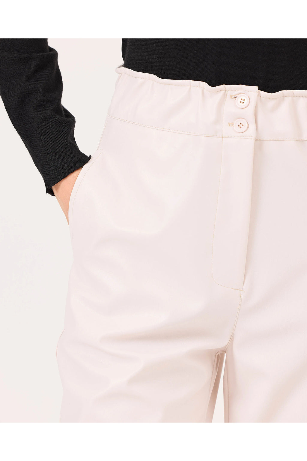 Seçil Minimalist Yüksek Bel Crop Deri Pantolon - Günlük & Şık