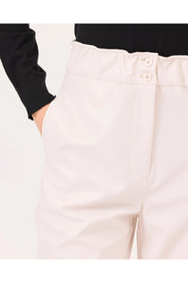 Seçil Minimalist Yüksek Bel Crop Deri Pantolon - Günlük & Şık