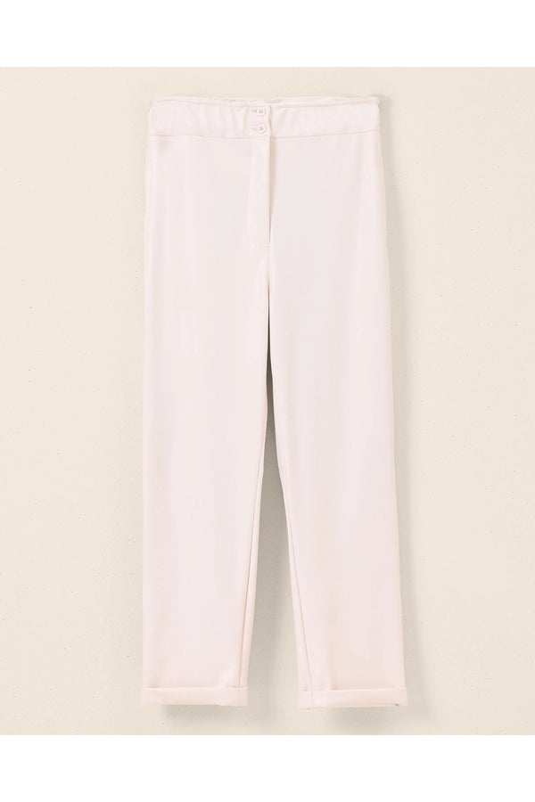 Seçil Minimalist Yüksek Bel Crop Deri Pantolon - Günlük & Şık