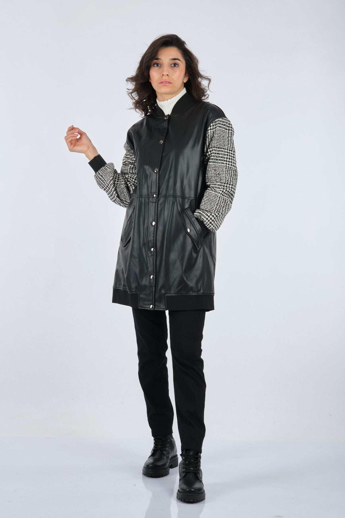 Seleste Oversize Midi Deri Kaban - Minimalist & Şık