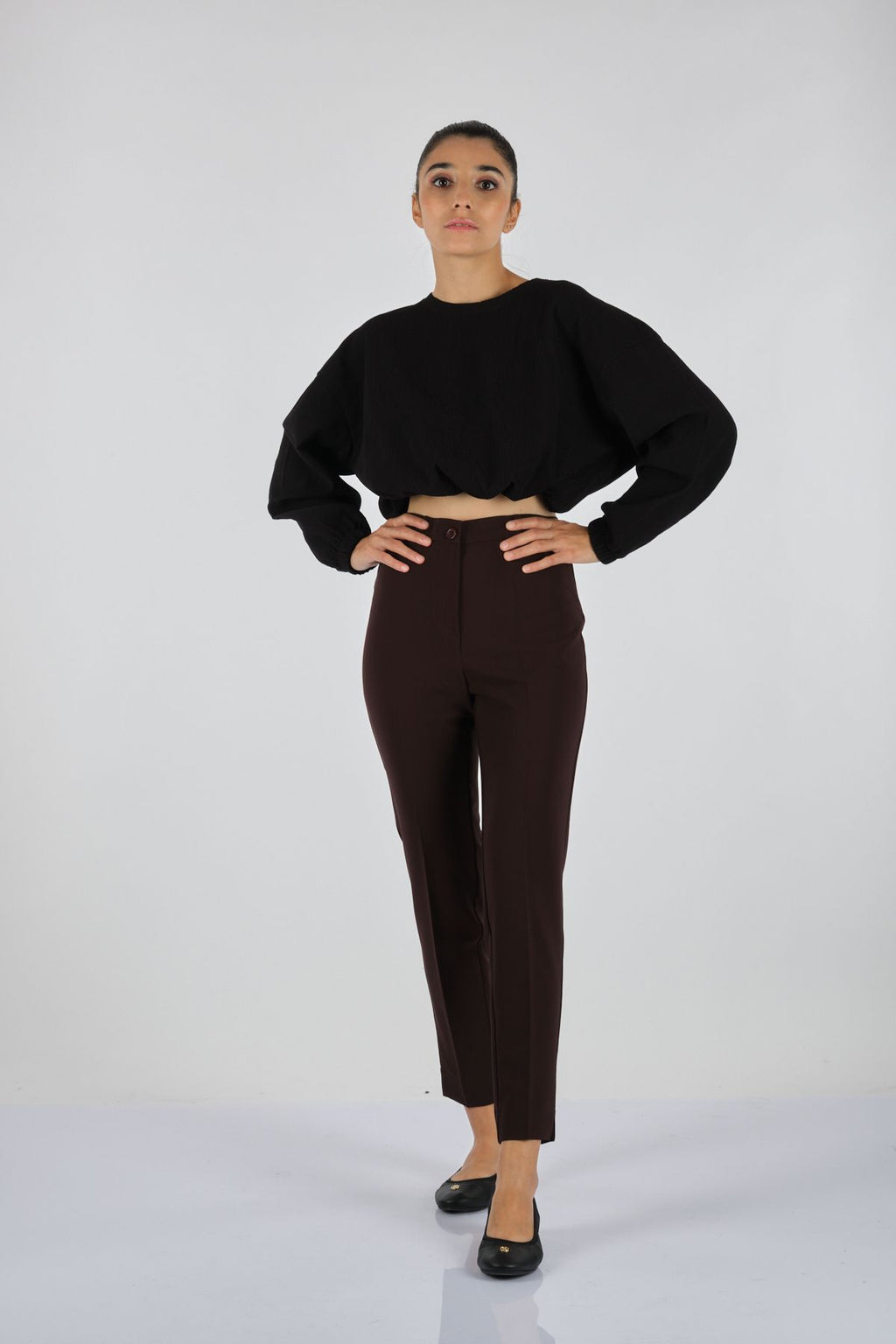 Seleste Minimalist Yüksek Bel Dar Paça Kadın Pantolon - Günlük & Ofis