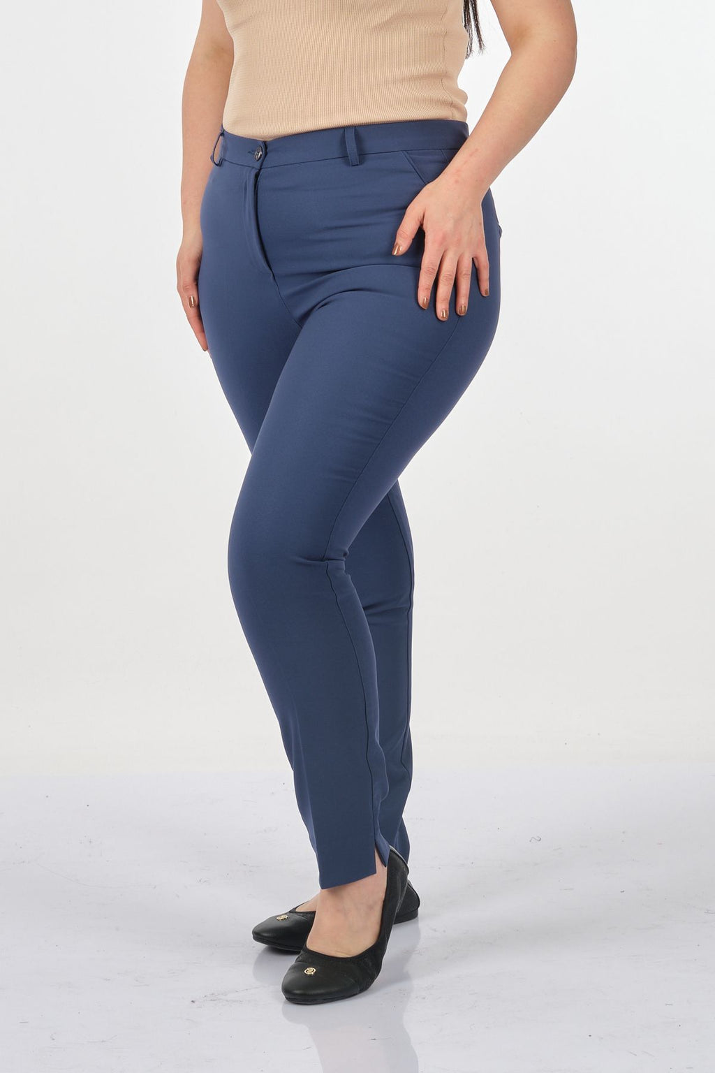 Seleste Minimalist Yüksek Bel Dar Paça Kadın Pantolon - Günlük & İş