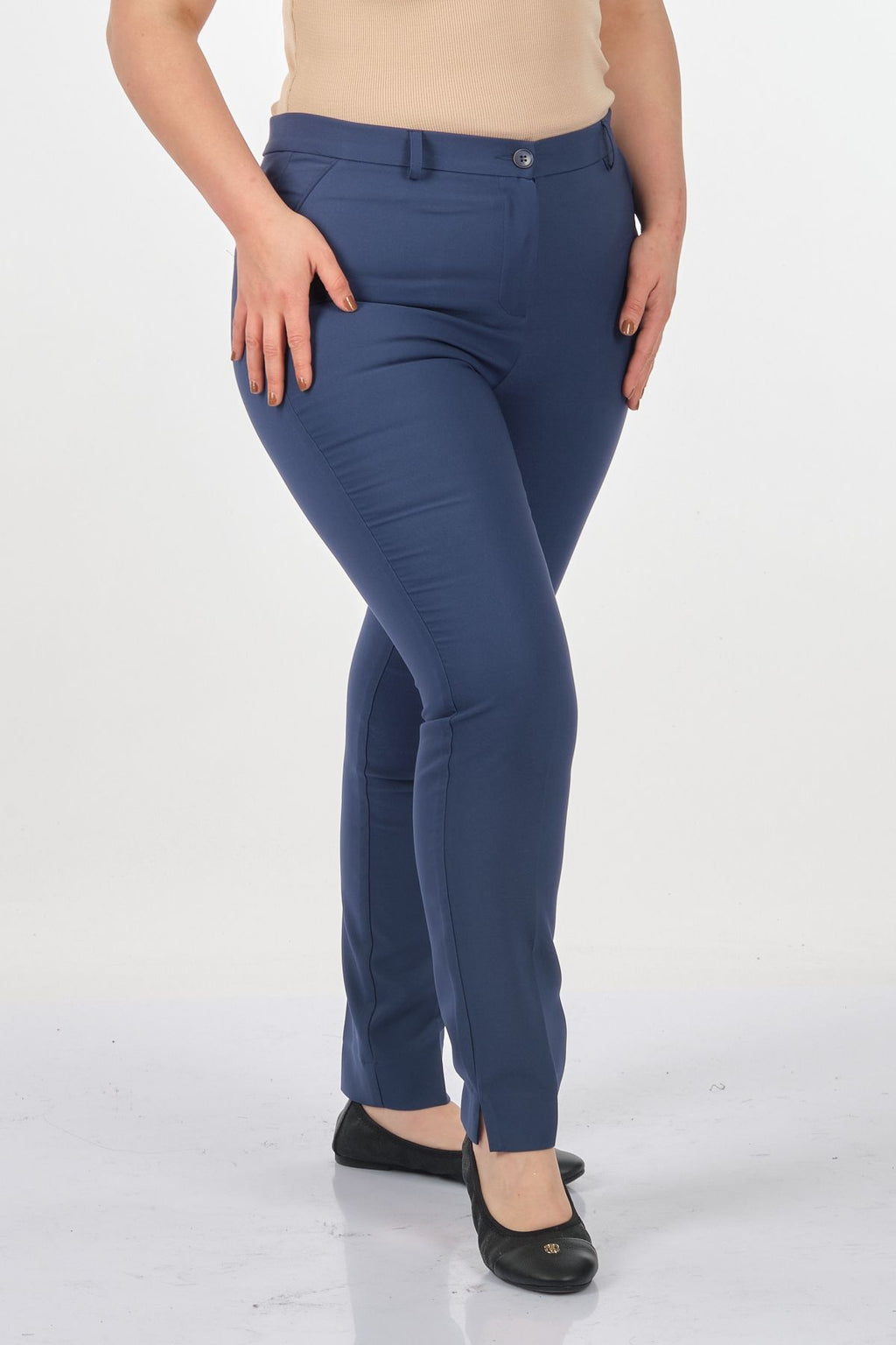 Seleste Minimalist Yüksek Bel Dar Paça Kadın Pantolon - Günlük & İş