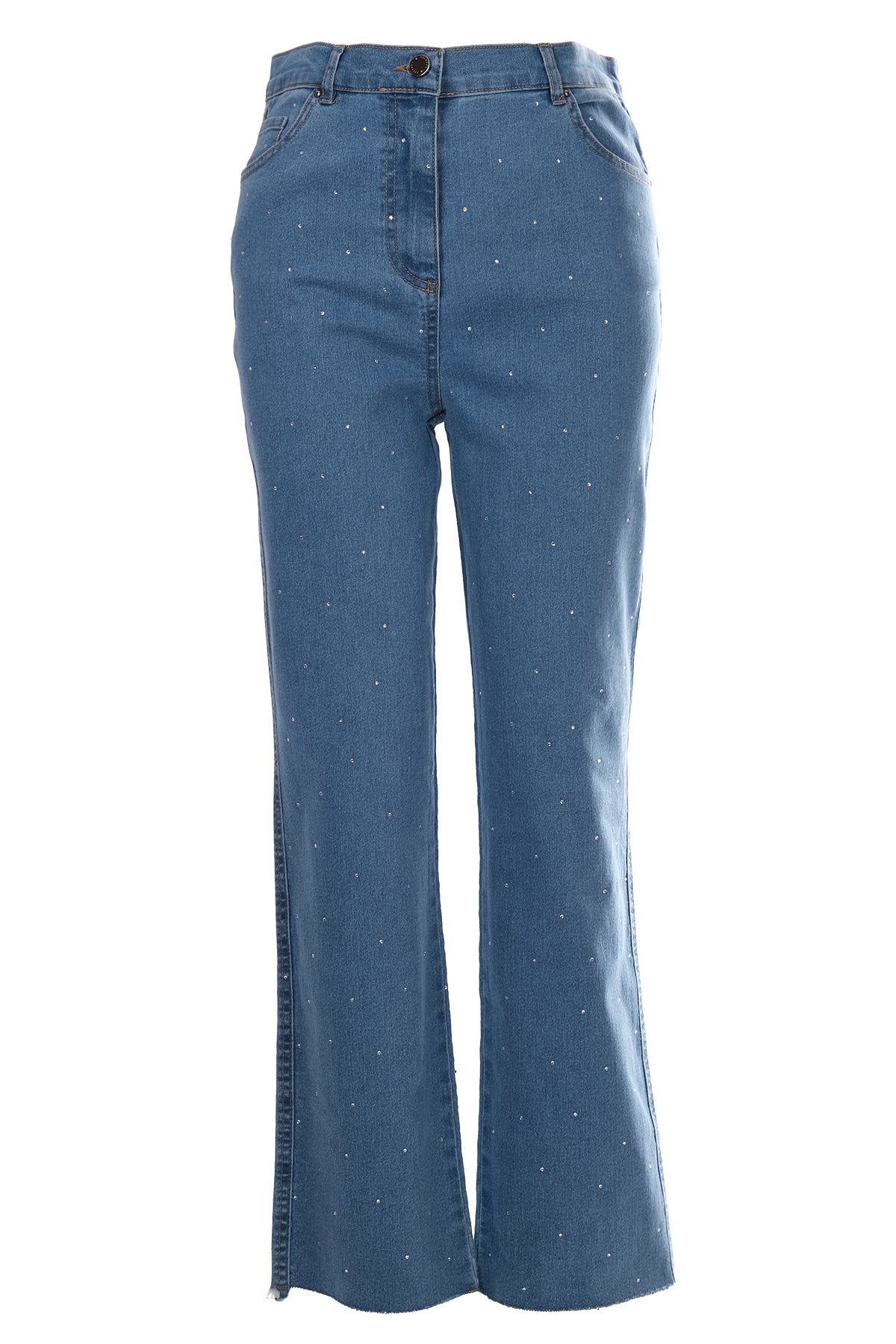 Seleste Minimalist Taş Detaylı Kadın Jean Pantolon - Midi Boy Translation missing: ar.content.product_image_main