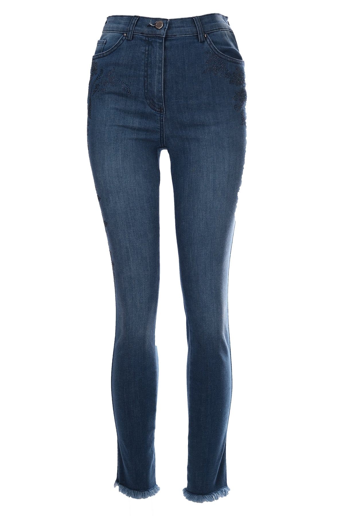 Seleste Minimalist Nakışlı Yüksek Bel Dar Paça Kadın Jean Pantolon Translation missing: ar.content.product_image_main