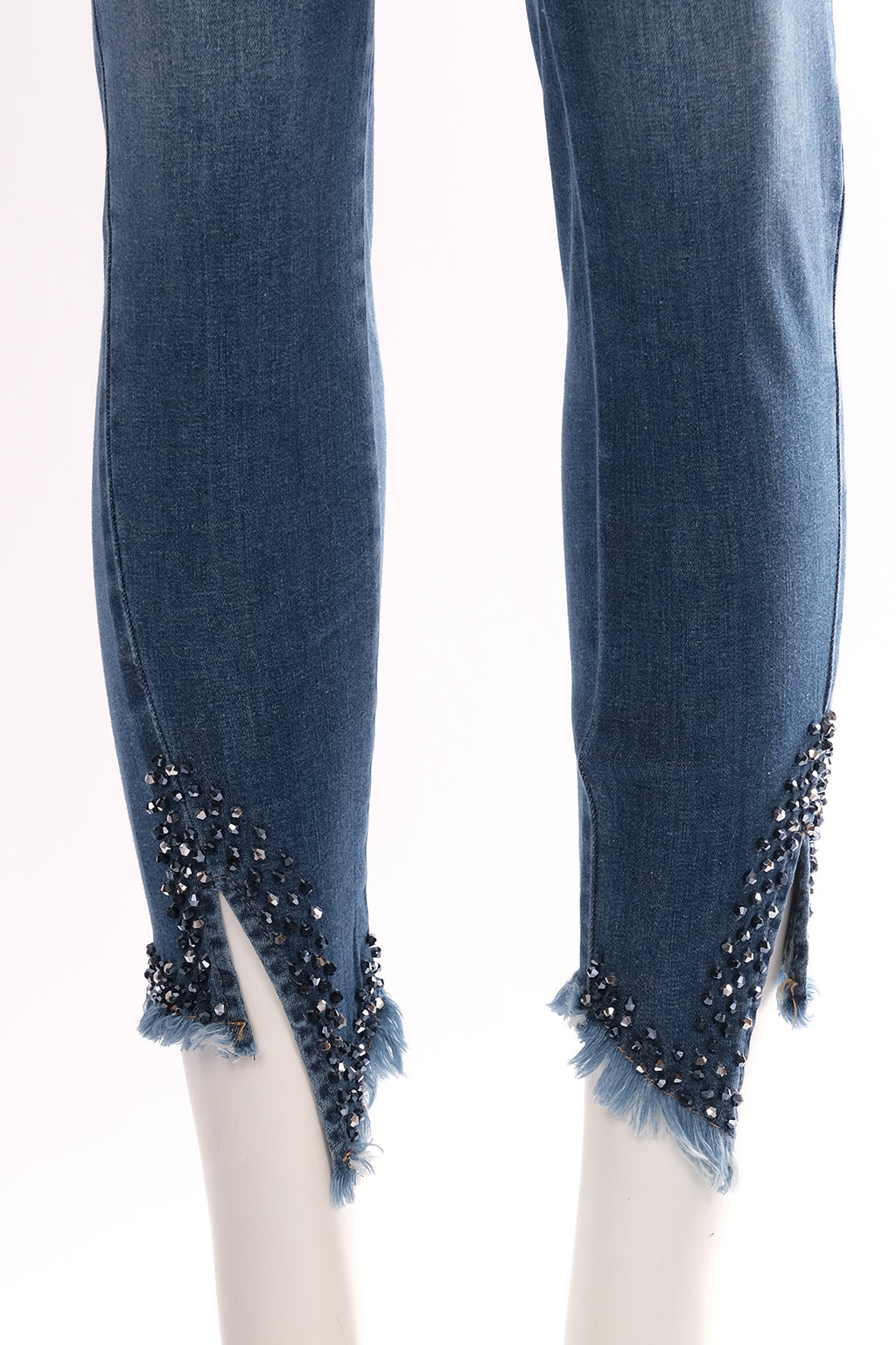 Seleste Minimalist Taş Detaylı Dar Paça Crop Jean Pantolon - Günlük & Şık
