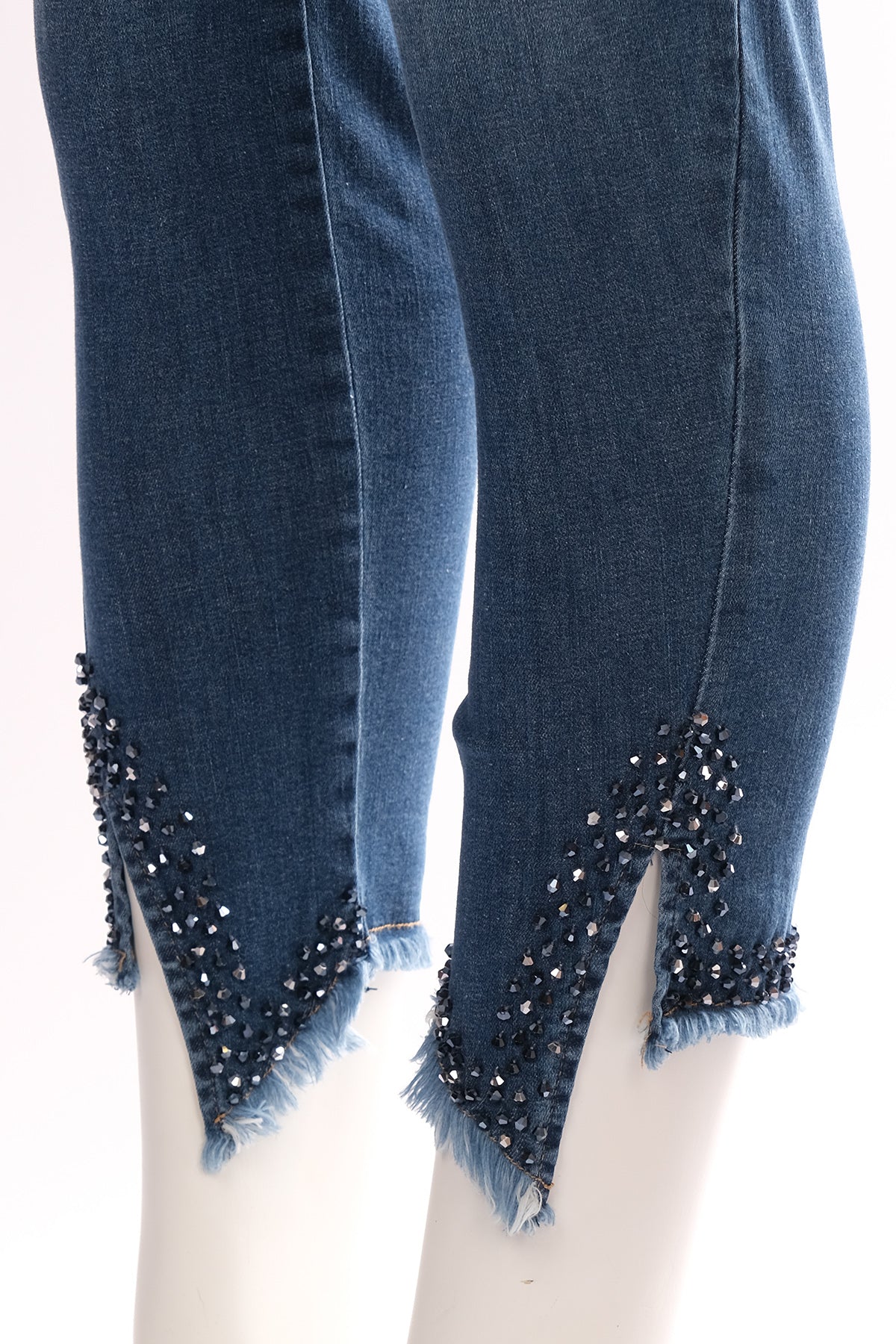 Seleste Minimalist Taş Detaylı Dar Paça Crop Jean Pantolon - Günlük & Şık