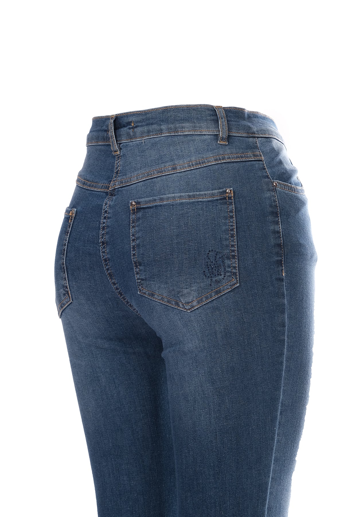 Seleste Minimalist Taş Detaylı Dar Paça Crop Jean Pantolon - Günlük & Şık