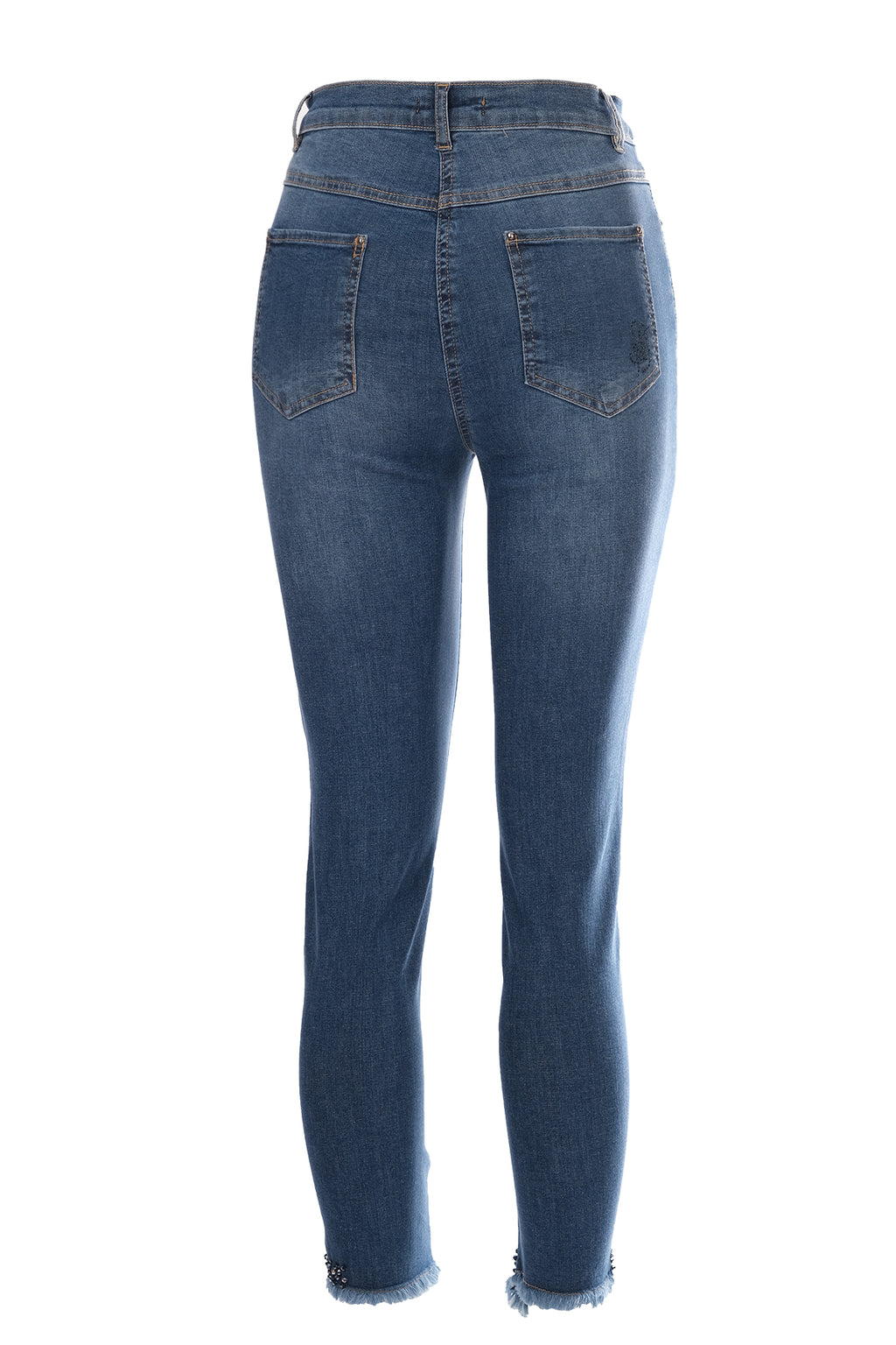 Seleste Minimalist Taş Detaylı Dar Paça Crop Jean Pantolon - Günlük & Şık