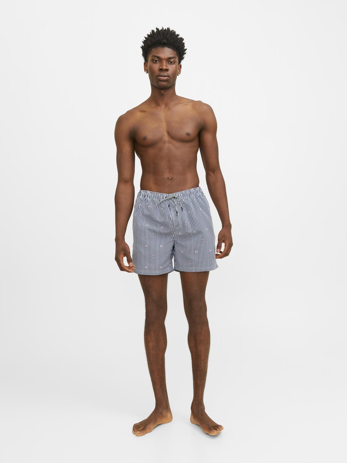 Jack&Jones Erkek Mayo Şortu - Minimalist Çizgili - Plaj Şortu Ana görsel