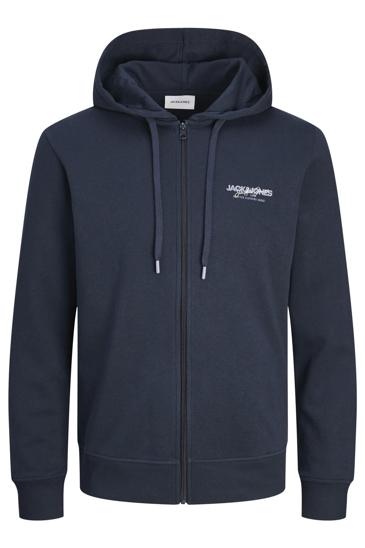 Jack&Jones Oversize Fermuarlı Kapüşonlu Erkek Sweatshirt - Minimalist Tarz Translation missing: ar.content.product_image_secondary