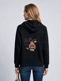 On Kadın Kapüşonlu Tam Fermuarlı Reglan Kol Cepli Sweatshirt