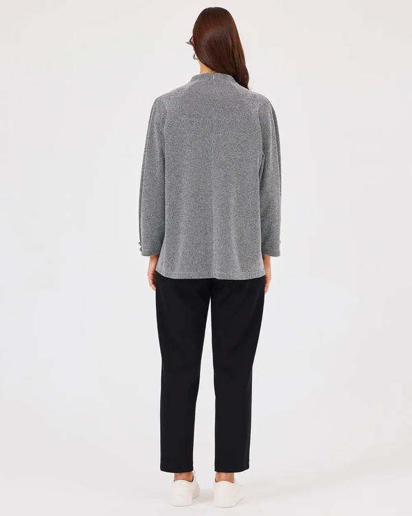 dik yaka düğme detaylı sweatshirt Scl