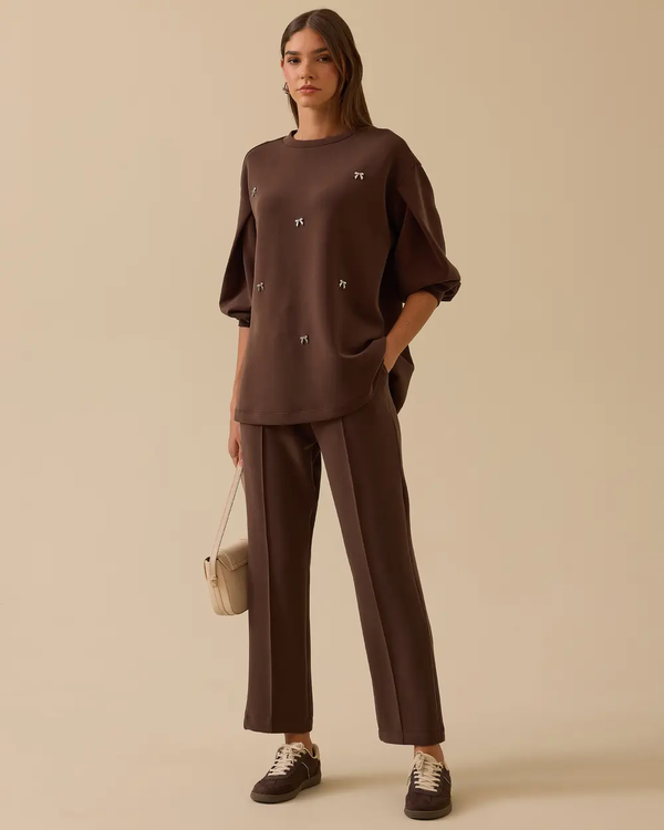 aksesuar detaylı bol kol sweatshirt Seçil