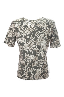 Canel Minimalist Bitki Desenli Kısa Kol Kadın T-Shirt - Regular Fit